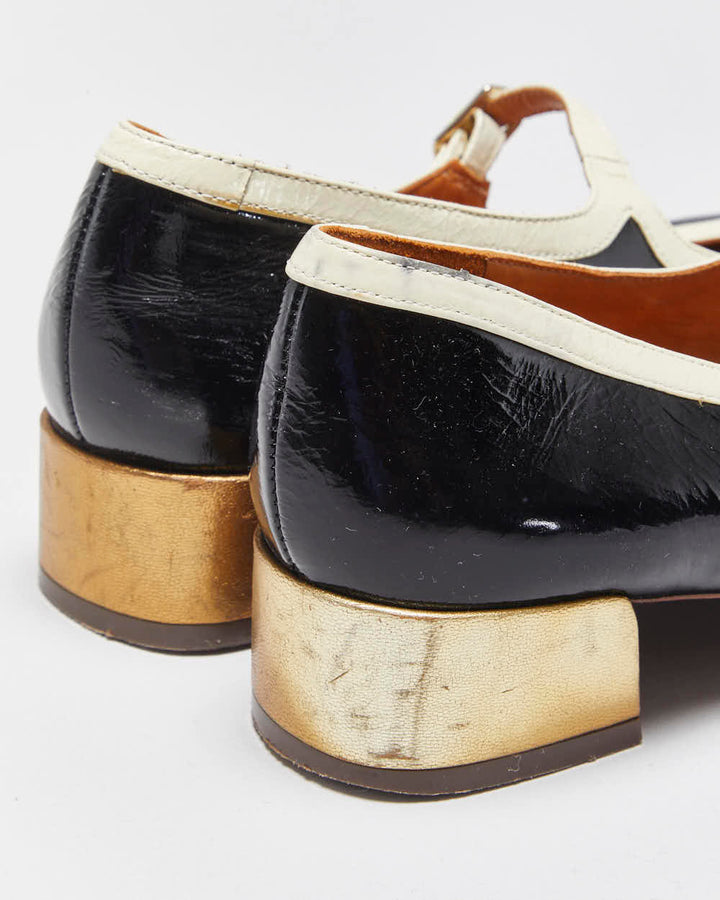Vintage Chie Mihara 'Idan' Women's Patent Leather Square Toe Block Heel Mary Janes - UK5