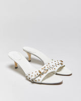 Vintage Y2K 00s Gucci Women's White Leather Open Toe Buckle Mules - UK8