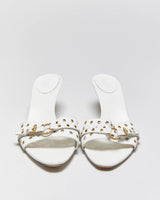 Vintage Y2K 00s Gucci Women's White Leather Open Toe Buckle Mules - UK8