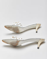 Vintage Y2K 00s Gucci Women's White Leather Open Toe Buckle Mules - UK8