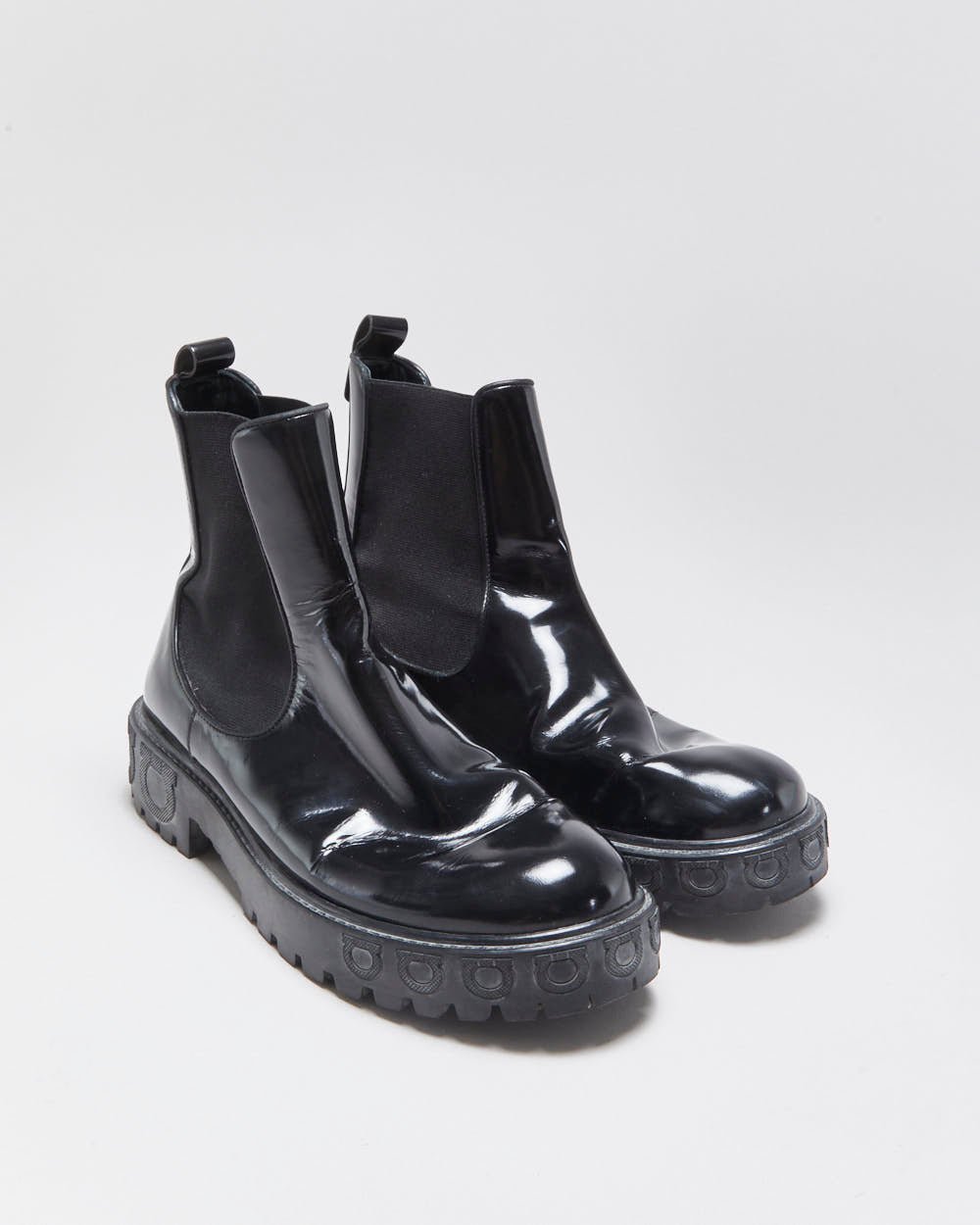 Salvatore Ferragamo Women's Varsi Black Patent Leather Chelsea Boots - UK5.5