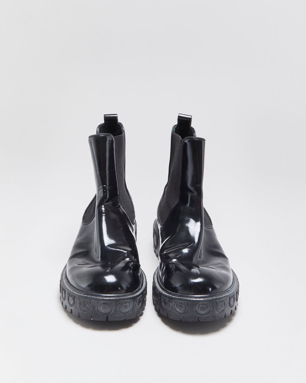 Salvatore Ferragamo Women's Varsi Black Patent Leather Chelsea Boots - UK5.5