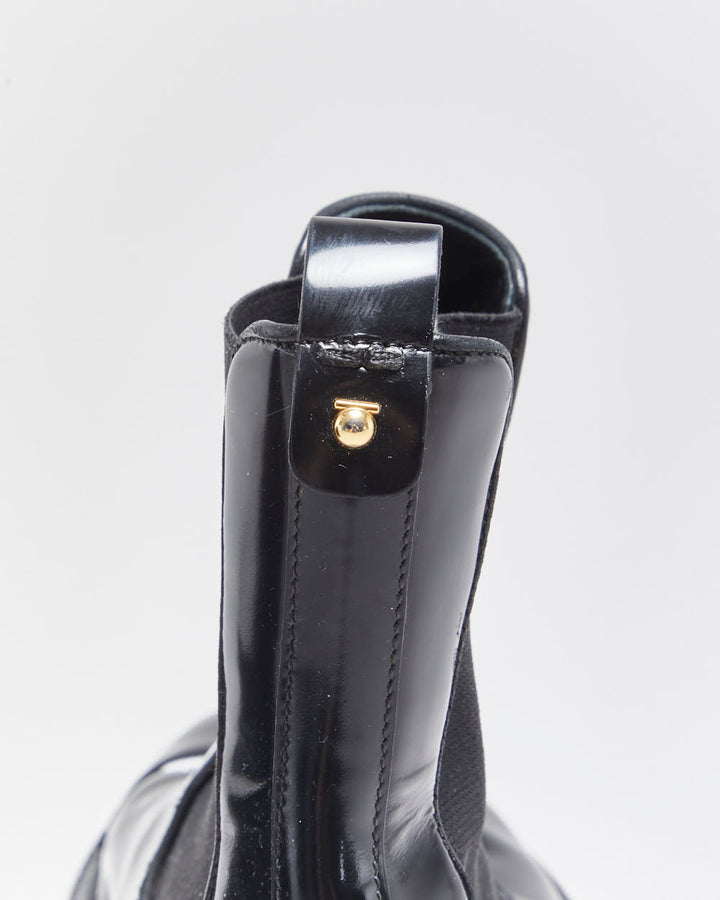 Salvatore Ferragamo Women's Varsi Black Patent Leather Chelsea Boots - UK5.5