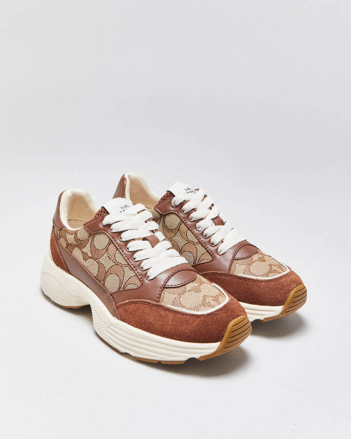 DS 2022 Coach Signature Monogram Canvas/Suede Women's Strider Trainers - UK3