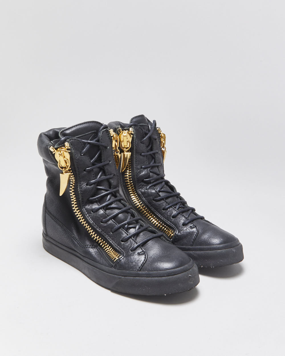 Guiseppe Zanotti Black Leather Women's High-Top Coby Trainers - UK3