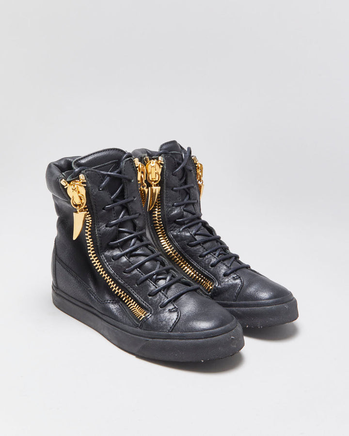 Guiseppe Zanotti Black Leather Women's High-Top Coby Trainers - UK3