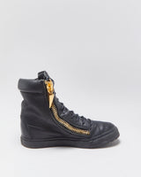 Guiseppe Zanotti Black Leather Women's High-Top Coby Trainers - UK3