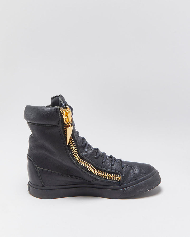Guiseppe Zanotti Black Leather Women's High-Top Coby Trainers - UK3