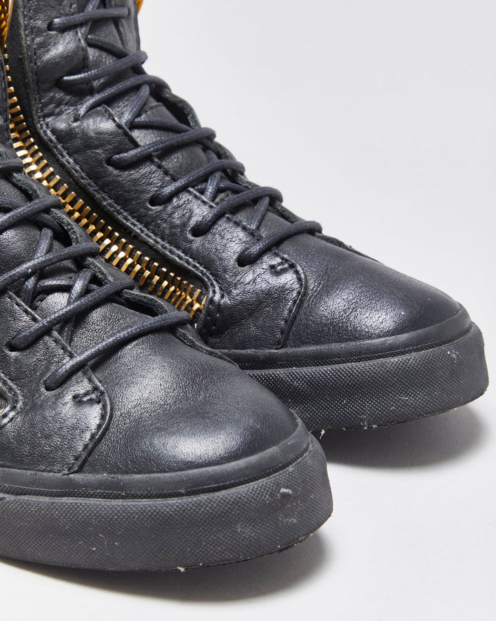 Guiseppe Zanotti Black Leather Women's High-Top Coby Trainers - UK3
