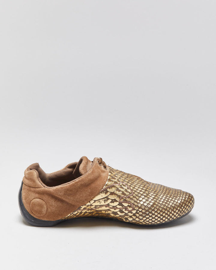 2006 Puma Future Cat Super Light Women's Gold Croc/Brown Suede Trainers - UK5