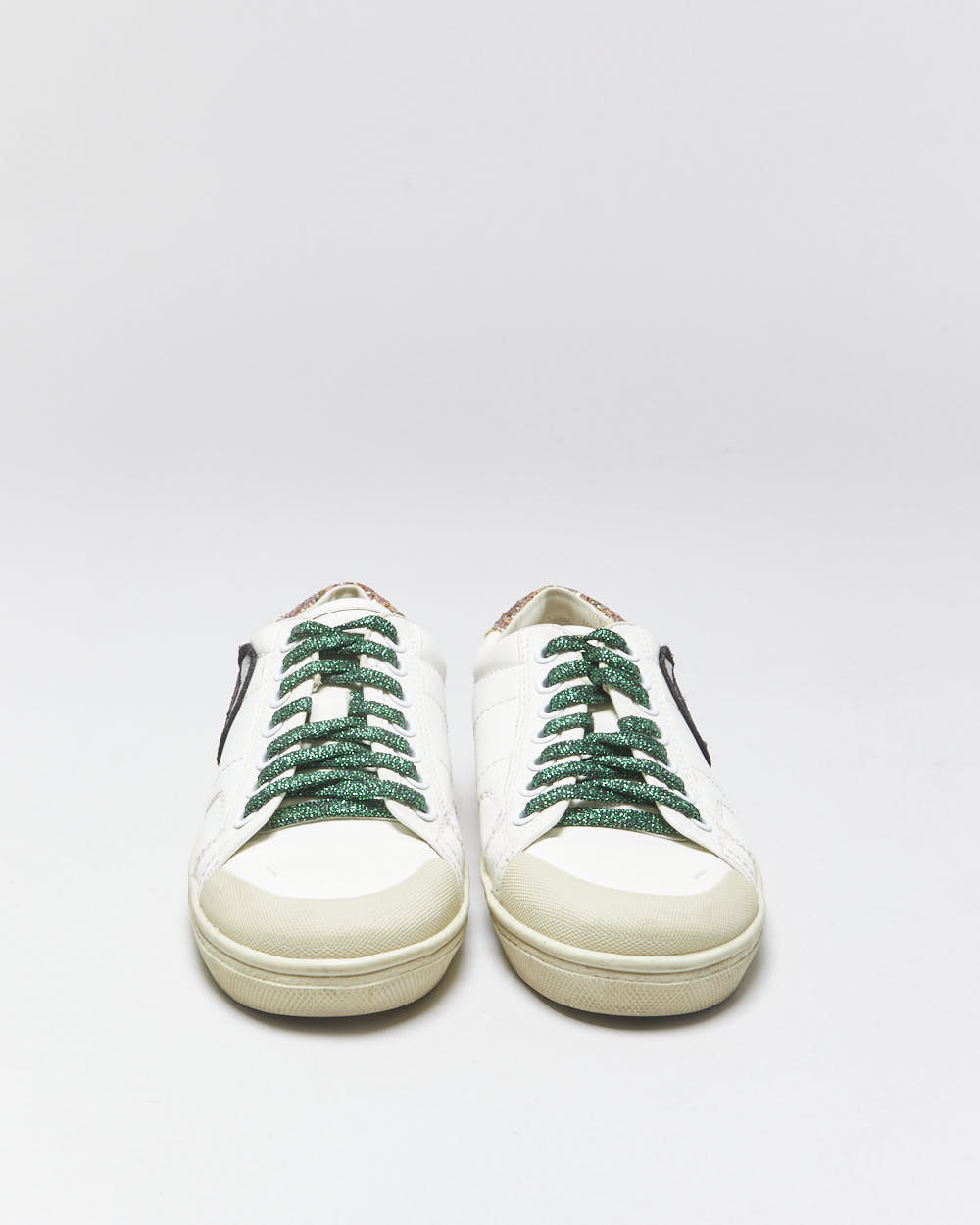 Saint Laurent Court Classic SL37 Women's Diamond/Glitter Trim Leather Low Trainers - UK3