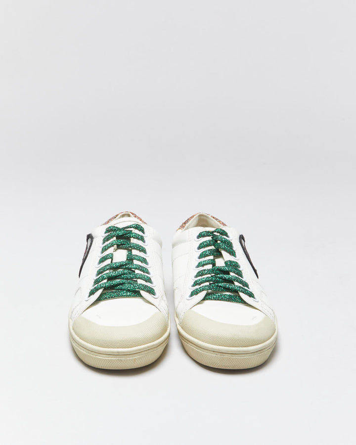 Saint Laurent Court Classic SL37 Women's Diamond/Glitter Trim Leather Low Trainers - UK3