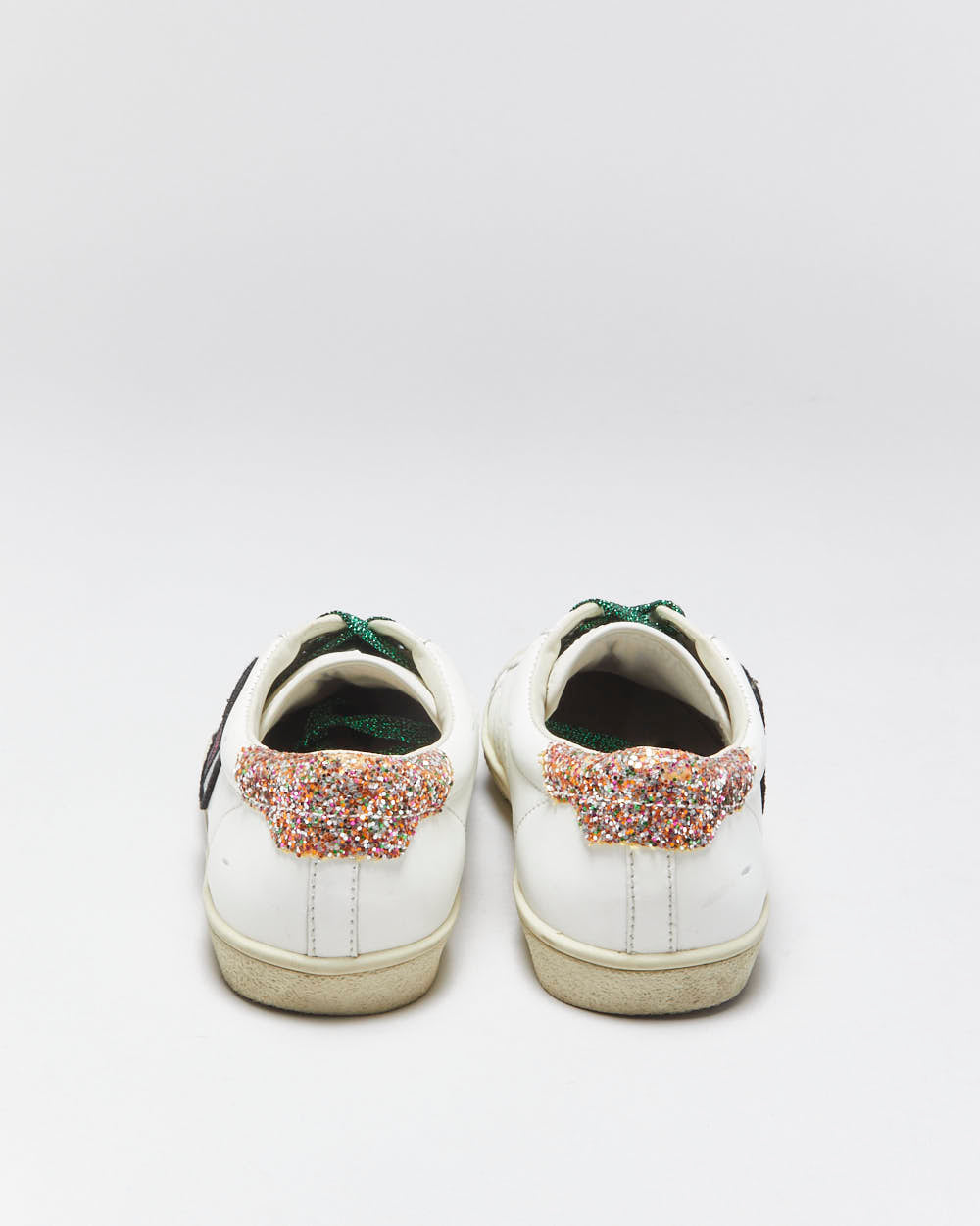 Saint Laurent Court Classic SL37 Women's Diamond/Glitter Trim Leather Low Trainers - UK3
