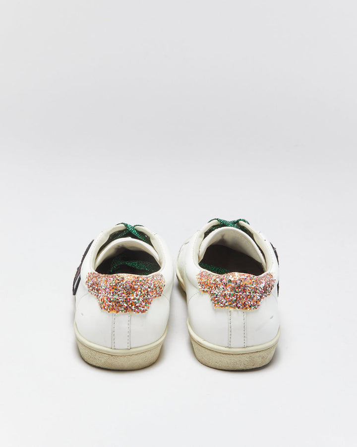 Saint Laurent Court Classic SL37 Women's Diamond/Glitter Trim Leather Low Trainers - UK3