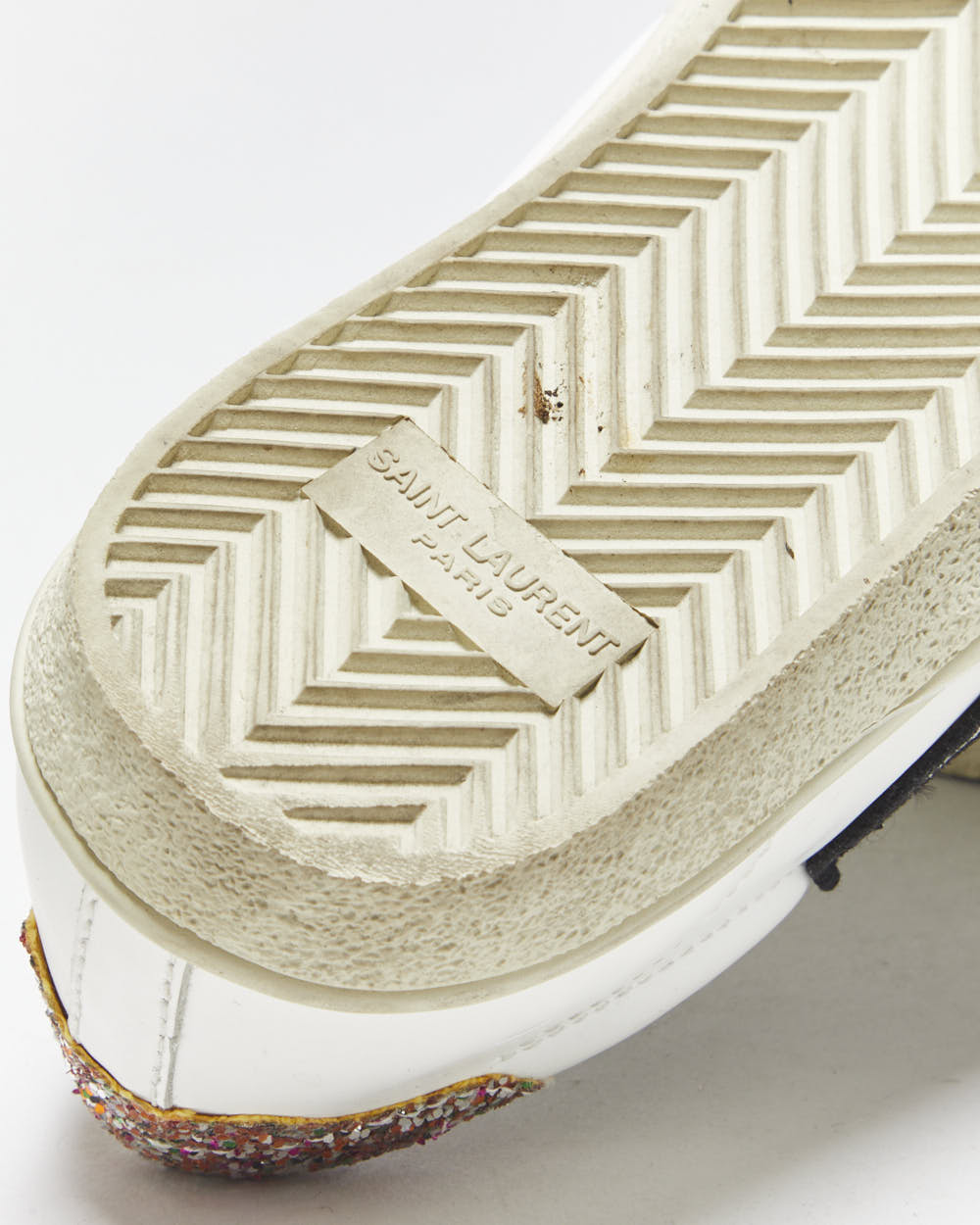 Saint Laurent Court Classic SL37 Women's Diamond/Glitter Trim Leather Low Trainers - UK3