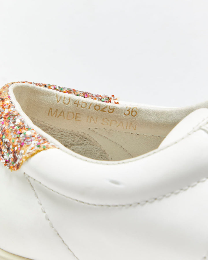 Saint Laurent Court Classic SL37 Women's Diamond/Glitter Trim Leather Low Trainers - UK3
