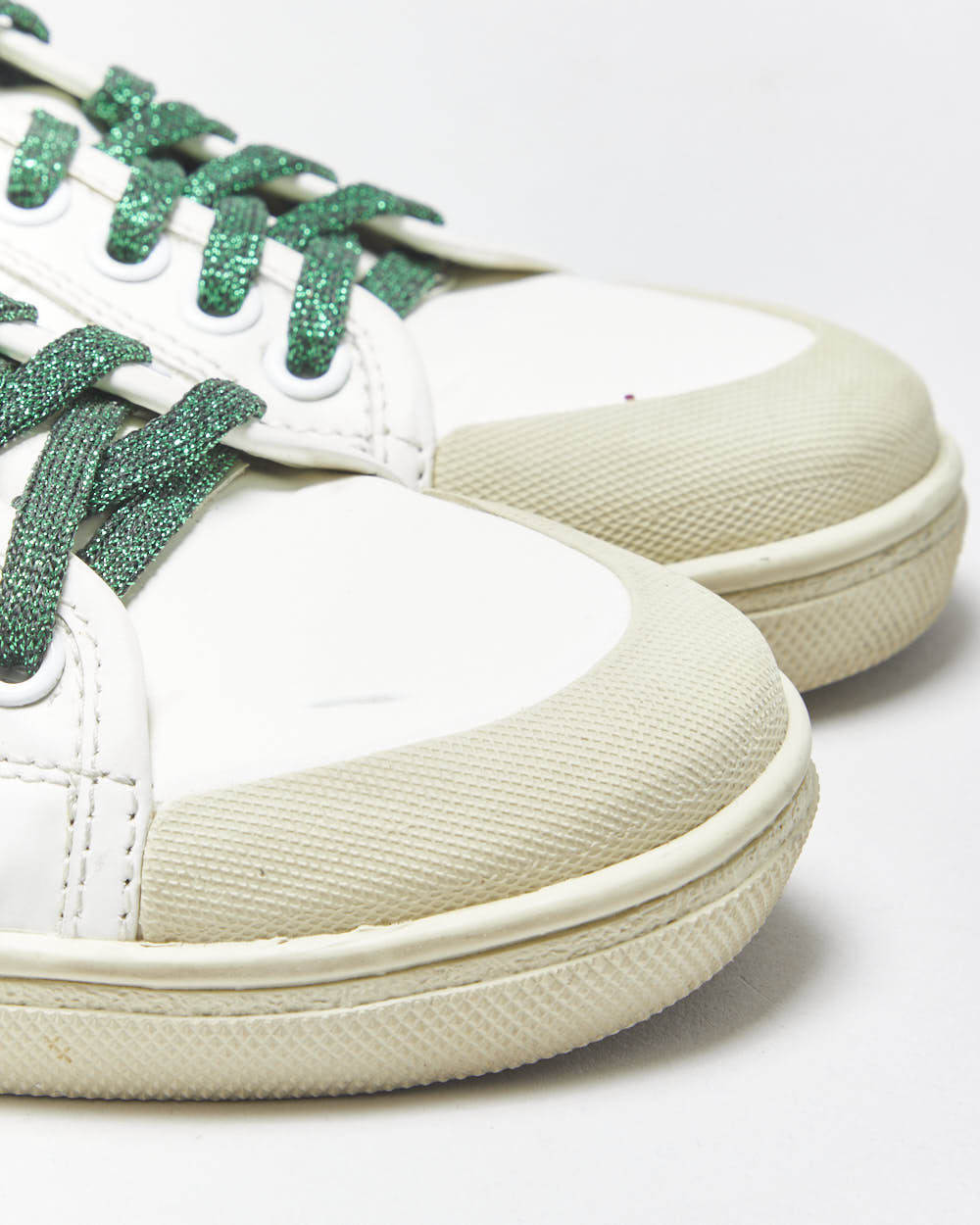 Saint Laurent Court Classic SL37 Women's Diamond/Glitter Trim Leather Low Trainers - UK3