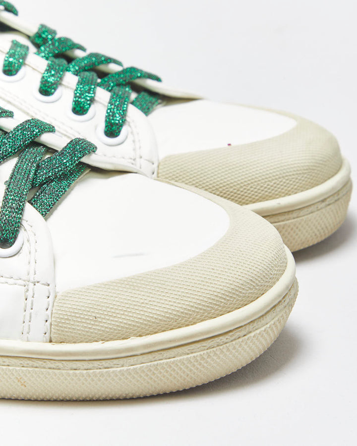 Saint Laurent Court Classic SL37 Women's Diamond/Glitter Trim Leather Low Trainers - UK3