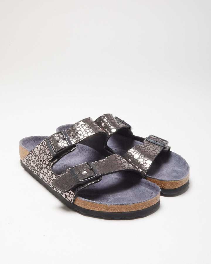 DS Birkenstock Arizona Birko Flor 'Metallic Stone' Two Strap Sandals - UK8