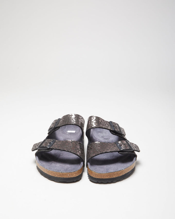 DS Birkenstock Arizona Birko Flor 'Metallic Stone' Two Strap Sandals - UK8