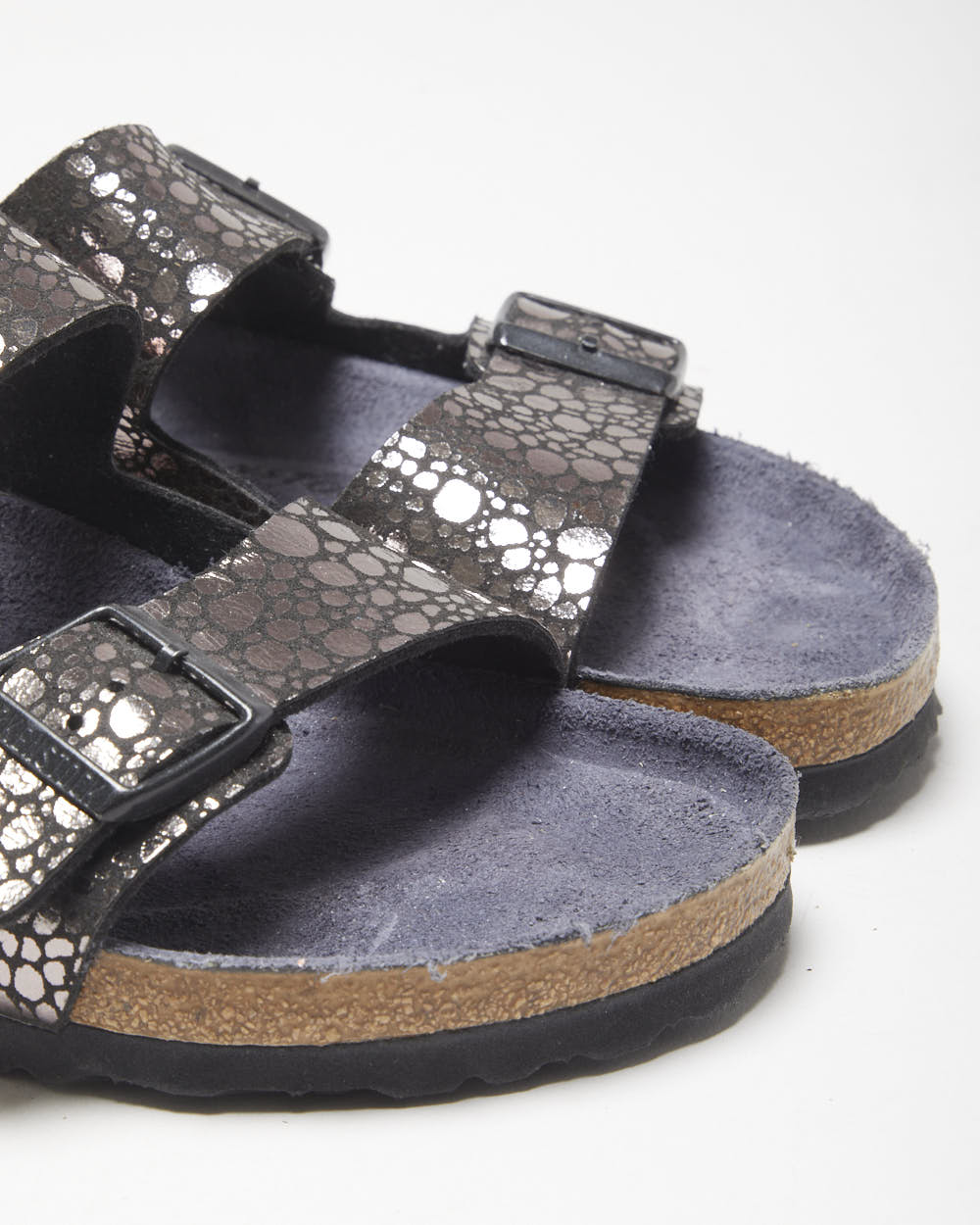 DS Birkenstock Arizona Birko Flor 'Metallic Stone' Two Strap Sandals - UK8
