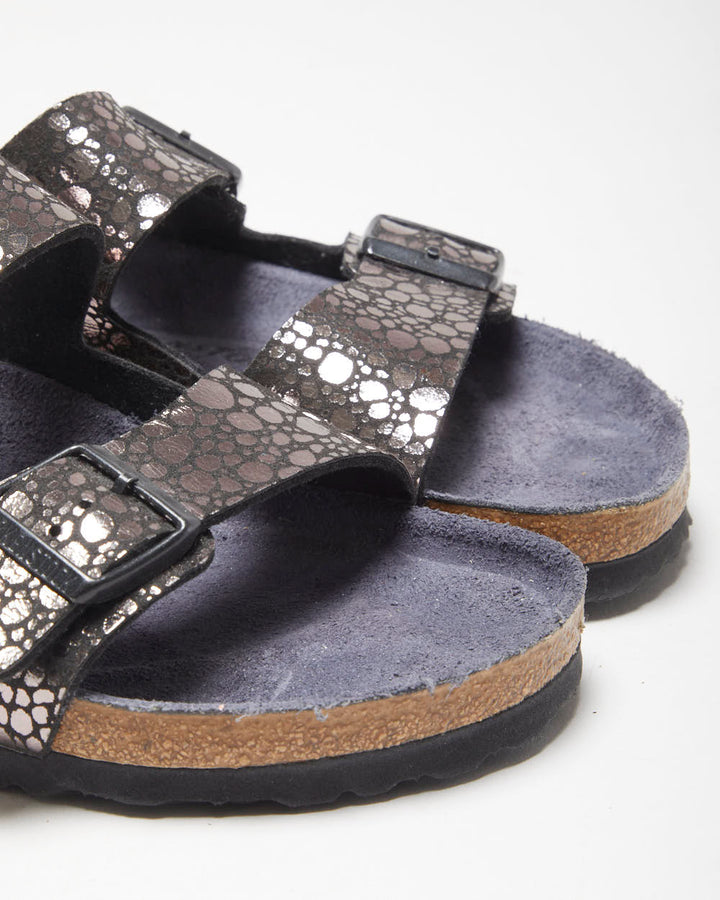 DS Birkenstock Arizona Birko Flor 'Metallic Stone' Two Strap Sandals - UK8