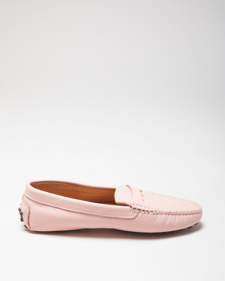 Tod's Women's Baby Pink Gommino Leather Driving Loafers - UK5