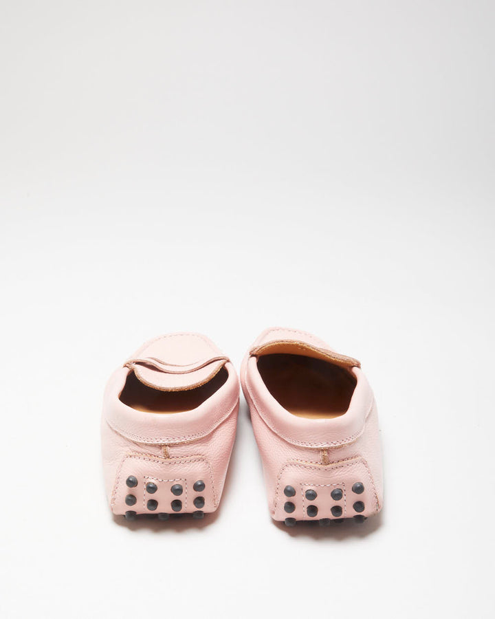 Tod's Women's Baby Pink Gommino Leather Driving Loafers - UK5