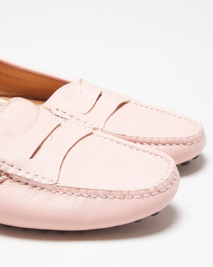 Tod's Women's Baby Pink Gommino Leather Driving Loafers - UK5