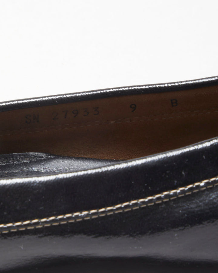 Salvatore Ferragamo Women's Black Patent Leather Gancini Horsebit Driving Loafers - UK7