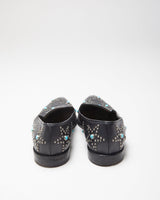 Valentino Garavani Women's Black 'Beatles Star' Leather Pointed Toe Loafers - UK3
