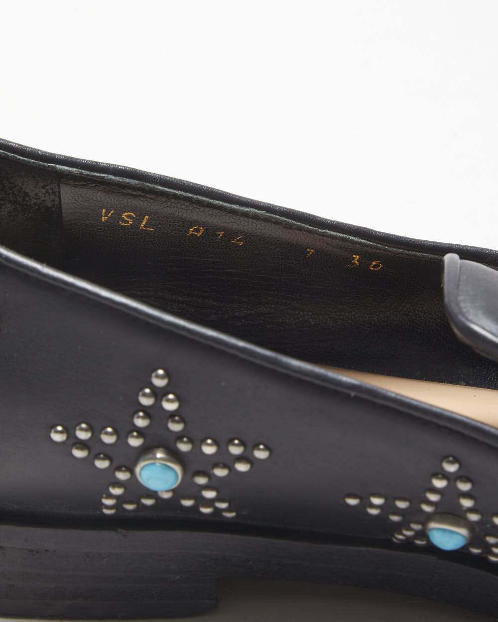 Valentino Garavani Women's Black 'Beatles Star' Leather Pointed Toe Loafers - UK3