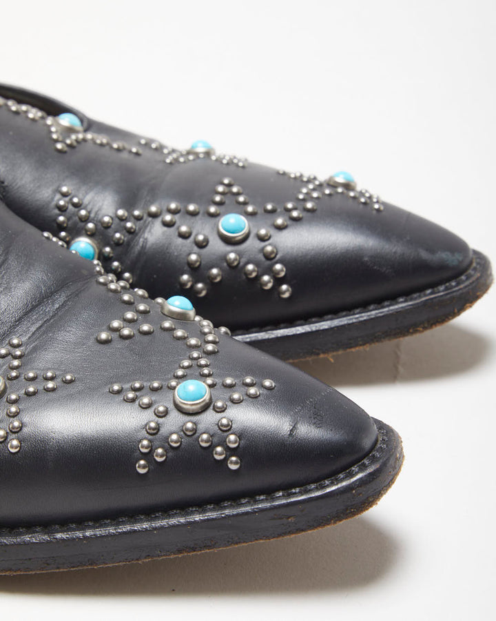 Valentino Garavani Women's Black 'Beatles Star' Leather Pointed Toe Loafers - UK3