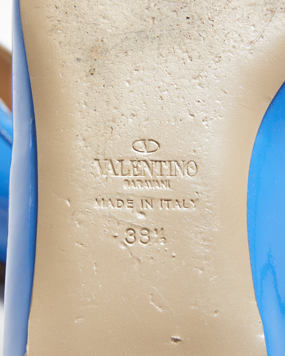 Valentino Garavani Women's Blu Vibrante Patent Leather Pointed Toe Bow Ballet Flats - UK5.5