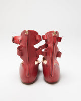 Valentino Garavani Women's Red Leather Ankle Wrap Ballerina Flat Court Shoes - UK7