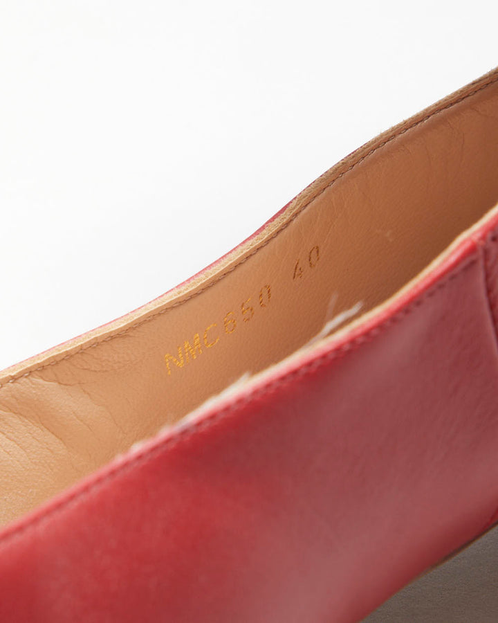 Valentino Garavani Women's Red Leather Ankle Wrap Ballerina Flat Court Shoes - UK7