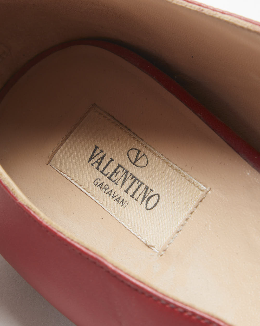 Valentino Garavani Women's Red Leather Ankle Wrap Ballerina Flat Court Shoes - UK7