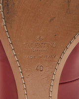 Valentino Garavani Women's Red Leather Ankle Wrap Ballerina Flat Court Shoes - UK7