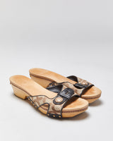 Vintage Coach Signature Monogram Canvas 'Lee' Open Toe Low Heel Clog Mules - UK7.5