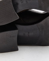 Prada Chestnut Pebble Grain Calfskin Leather Knee High Heeled Riding Boots - UK3.5