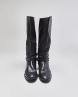 Stuart Weitzman Balck Calfskin Leather Women's Knee High Horsebit Riding Boots - UK6