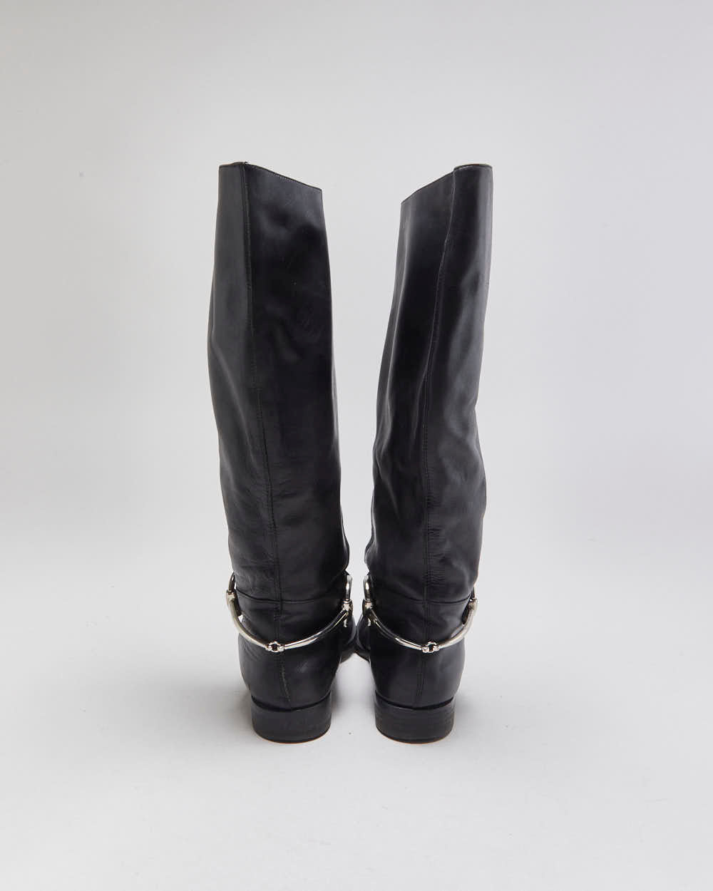 Stuart Weitzman Balck Calfskin Leather Women's Knee High Horsebit Riding Boots - UK6
