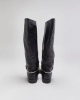 Stuart Weitzman Balck Calfskin Leather Women's Knee High Horsebit Riding Boots - UK6