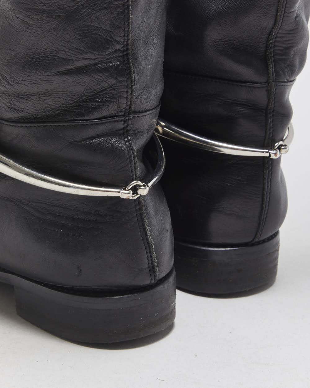 Stuart Weitzman Balck Calfskin Leather Women's Knee High Horsebit Riding Boots - UK6
