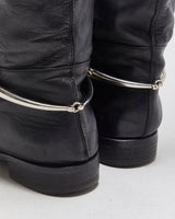 Stuart Weitzman Balck Calfskin Leather Women's Knee High Horsebit Riding Boots - UK6
