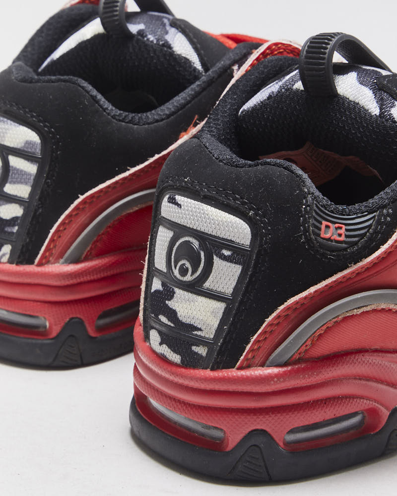 Osiris D3 2001 Women's Red Leather Arctic Camo Skate Shoes - UK4