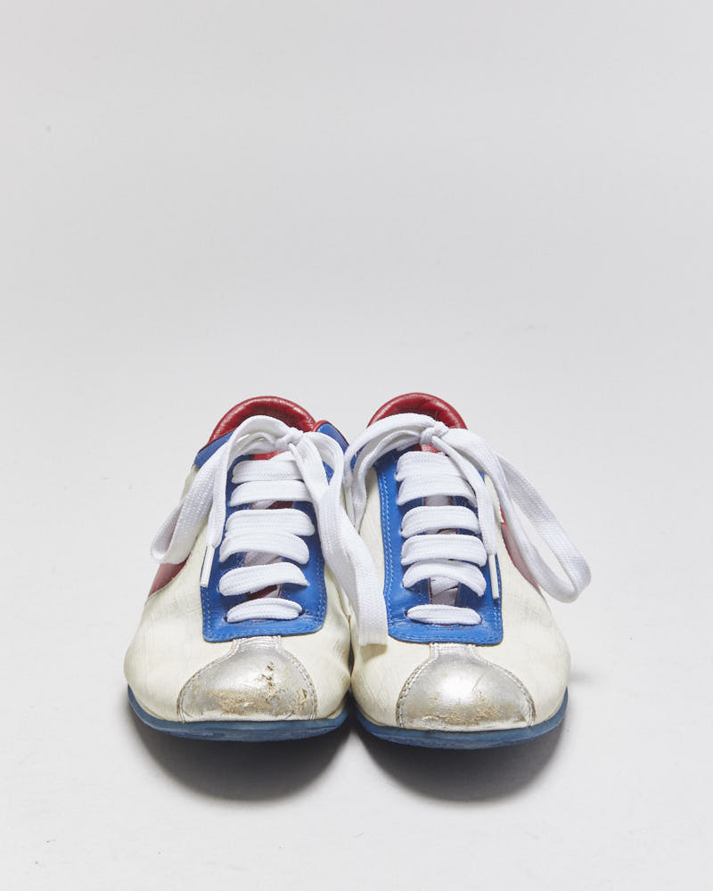 Vintage Y2K 00s Gucci Fifth Avenue Leather Monogram Canvas Heart Bowling Trainers - UK3