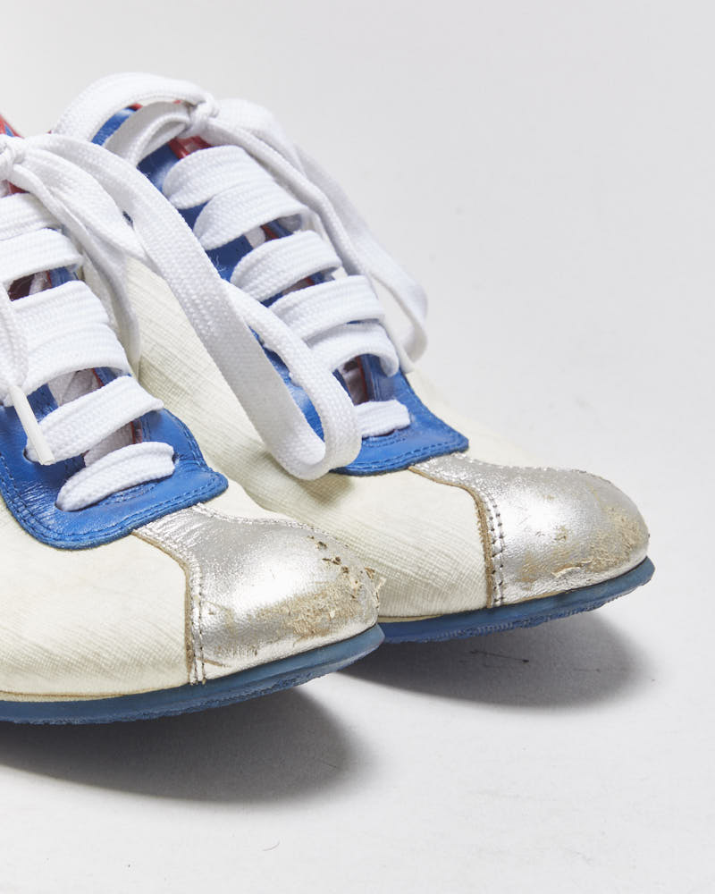 Vintage Y2K 00s Gucci Fifth Avenue Leather Monogram Canvas Heart Bowling Trainers - UK3