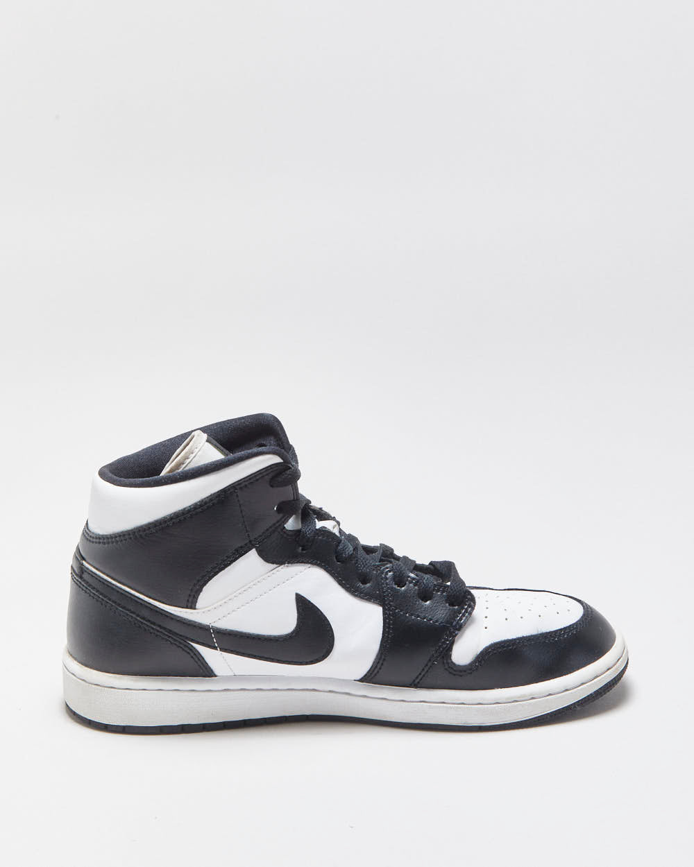 2023 Nike Air Jordan 1 Mid Women's Calfskin Leather Black/White PANDA Trainers - UK8