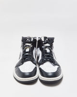 2023 Nike Air Jordan 1 Mid Women's Calfskin Leather Black/White PANDA Trainers - UK8